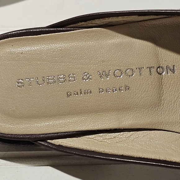 Stubbs & Wootton Plaid Gingham Straw Mule Flats - Picture 6 of 9
